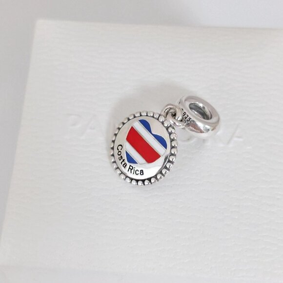 Pandora Costa Rica Heart Flag Dangle Charm with box - Picture 4 of 7